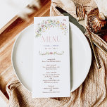 Colorful Pastel Wildflowers Wedding Menu Card<br><div class="desc">These beautiful menu cards will add a perfect touch to your wedding / special occasion. The elegant design features soft watercolor spring flowers,  complimented with modern typography.</div>