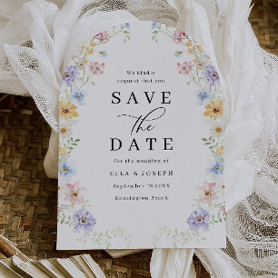 Colorful Pastel Wildflowers Wedding Save The Date