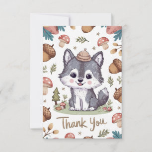 Colorful Pastel Wolf Thank You Card