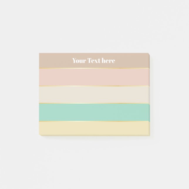 Colorful Pastell Gold Personalized Color Stripes Post-it Notes (Front)