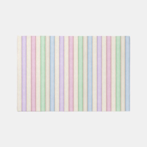 Colorful Pastels Distressed Stripes Rug
