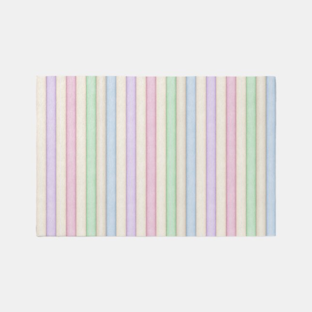 Colorful Pastels Distressed Stripes Rug (Front)