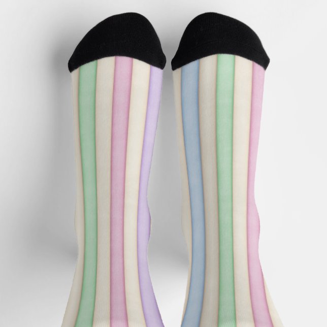 Colorful Pastels Distressed Stripes Socks (Top)