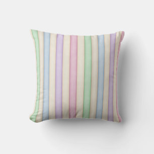 Colorful Pastels Distressed Stripes Throw Pillow