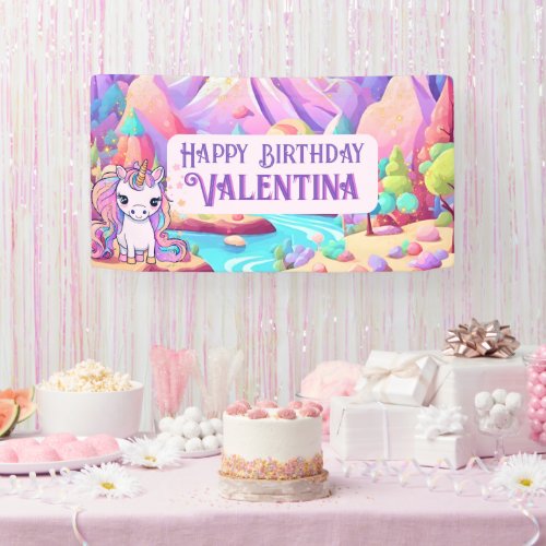 Colorful Pastels Magical Cute Unicorn Birthday Banner