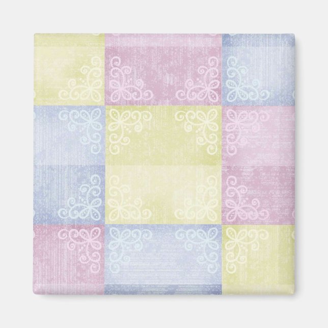 Colorful Pastels Patchwork Magnet (Front)
