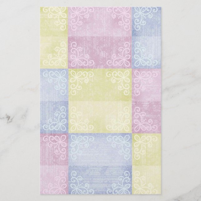 Colorful Pastels Patchwork Stationery (Front)