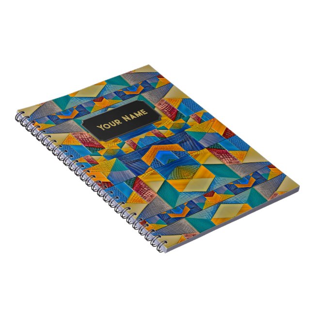 Colorful Patches - Ethnic Look Quilt - Your Text Notebook (Right Side)