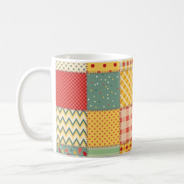 Colorful patchwork: abstract seamless ornaments. coffee mug (Left)