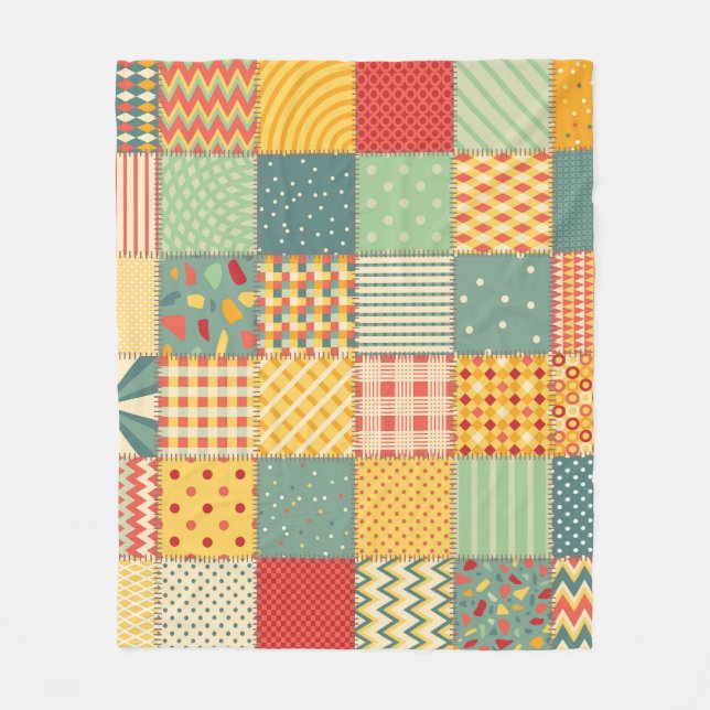 Colorful patchwork: abstract seamless ornaments. fleece blanket (Front)