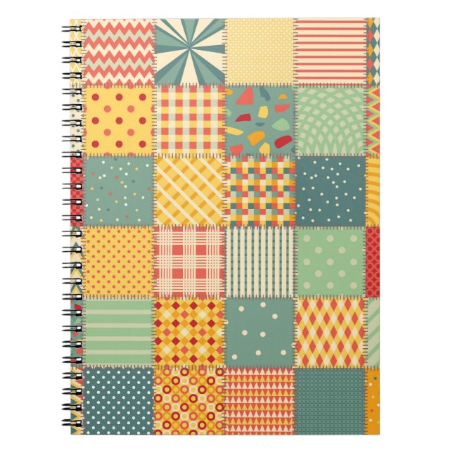 Colorful patchwork: abstract seamless ornaments. notebook (Front)