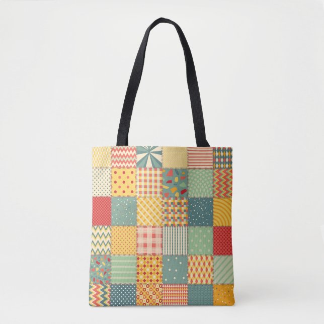 Colorful patchwork: abstract seamless ornaments. tote bag (Front)