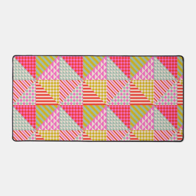 Colorful Patchwork Aesthetic Desk Mat Mousepad (Front)
