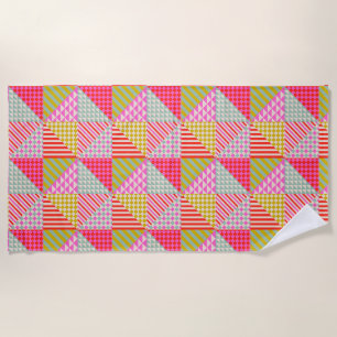 Colorful Patchwork Beach Towel Summer & Vacation