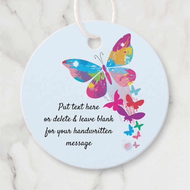 Colorful Patchwork Butterflies Favor Card