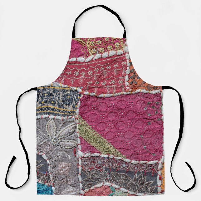 Colorful Patchwork Carpet Closeup Detail Apron (Front)