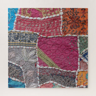 Colorful Patchwork Carpet Closeup Detail Jigsaw Puzzle