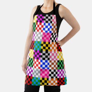 Colorful Patchwork Checkered Pattern Design Apron