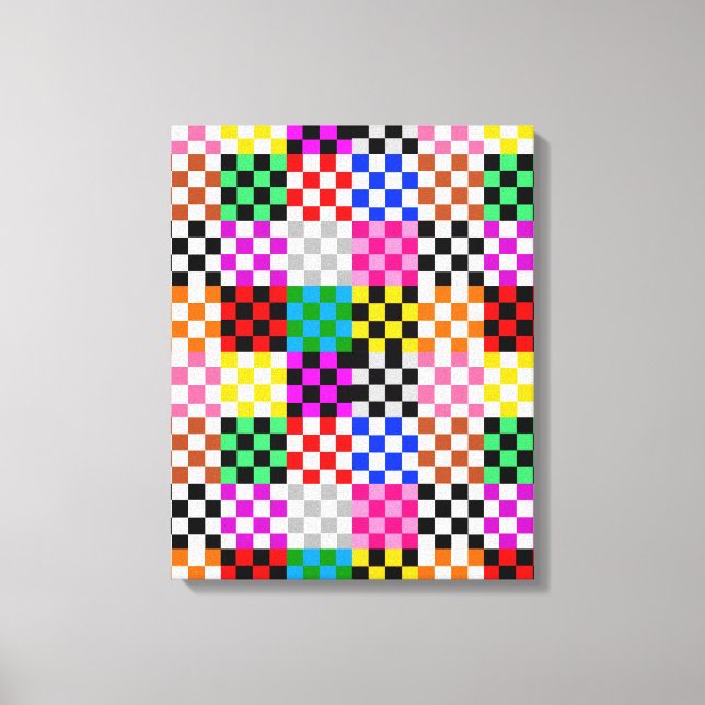 Colorful Patchwork Checkered Pattern Design  Canvas Print (Front)