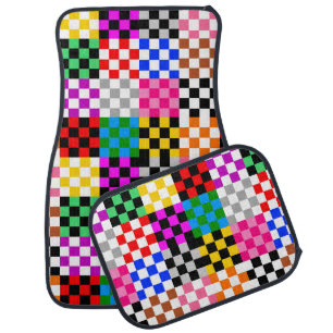 Colorful Patchwork Checkered Pattern Design Car Floor Mat
