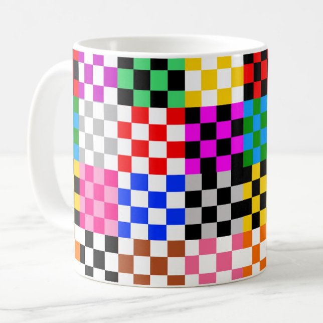 Colorful Patchwork Checkered Pattern Design  Coffee Mug (Creator Uploaded)