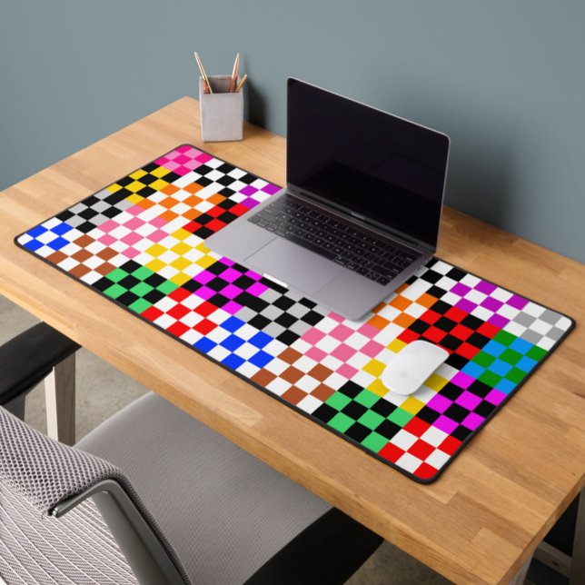 Colorful Patchwork Checkered Pattern Design  Desk Mat (Creator Uploaded)