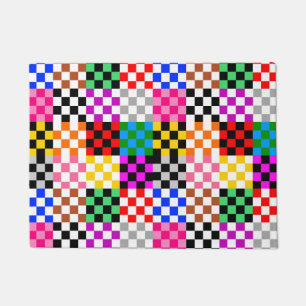 Colorful Patchwork Checkered Pattern Design Doormat