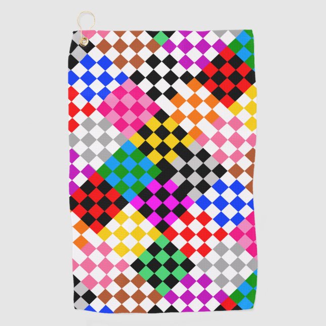 Colorful Patchwork Checkered Pattern Design  Golf Towel (Front)