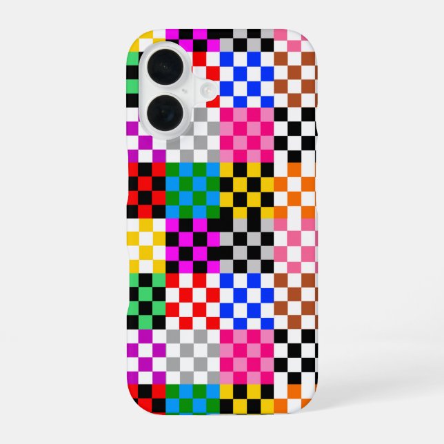 Colorful Patchwork Checkered Pattern Design  Iphone Case (Back)