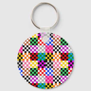 Colorful Patchwork Checkered Pattern Design Keychain