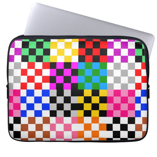 Colorful Patchwork Checkered Pattern Design  Laptop Sleeve (Front)
