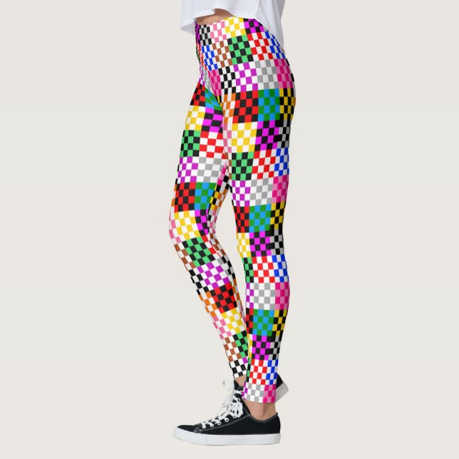 Colorful Patchwork Checkered Pattern Design  Leggings (Creator Uploaded)