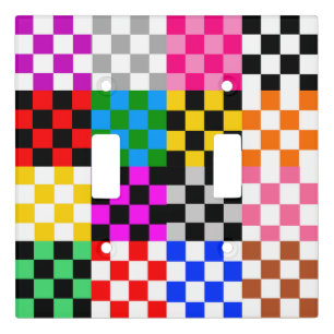 Colorful Patchwork Checkered Pattern Design  Light Switch Cover