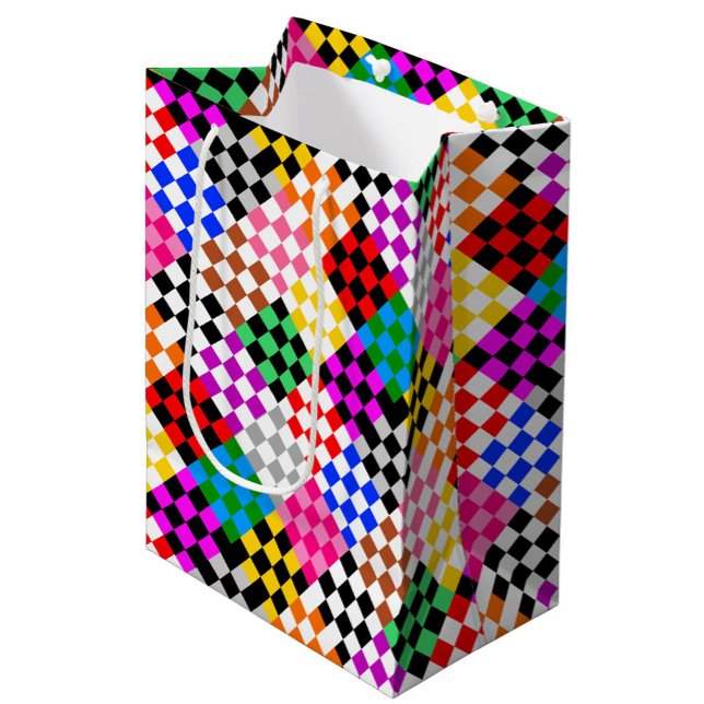 Colorful Patchwork Checkered Pattern Design  Medium Gift Bag (Creator Uploaded)