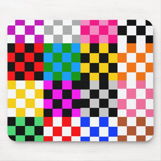 Colorful Patchwork Checkered Pattern Design  Mouse Pad (Front)