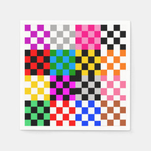 Colorful Patchwork Checkered Pattern Design Napkins