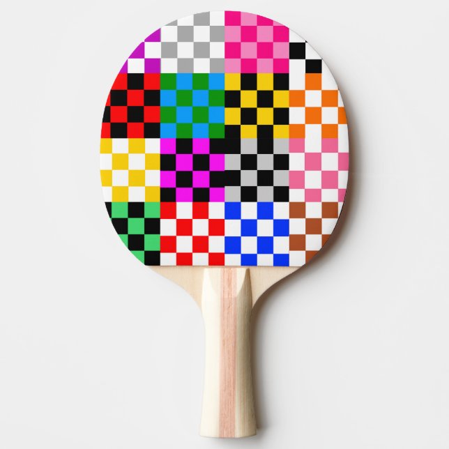 Colorful Patchwork Checkered Pattern Design  Ping Pong Paddle (Front)