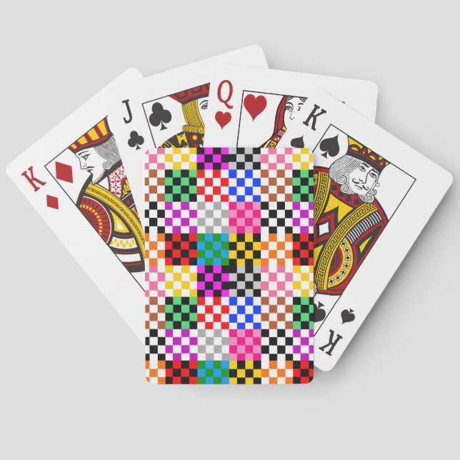 Colorful Patchwork Checkered Pattern Design  Poker Cards (Back)
