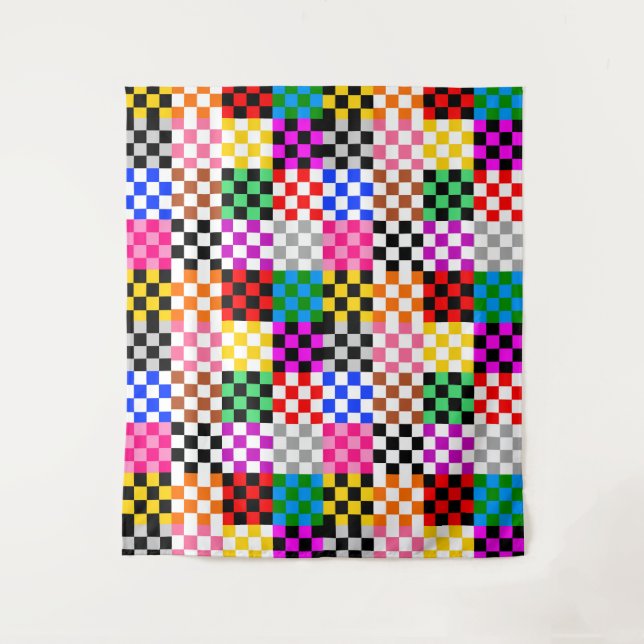 Colorful Patchwork Checkered Pattern Design  Tapestry (Front)