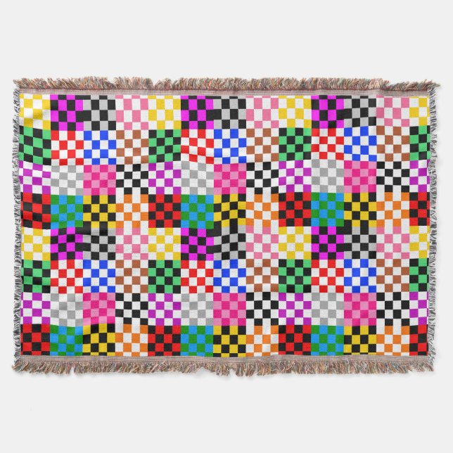 Colorful Patchwork Checkered Pattern Design  Throw Blanket (Front)