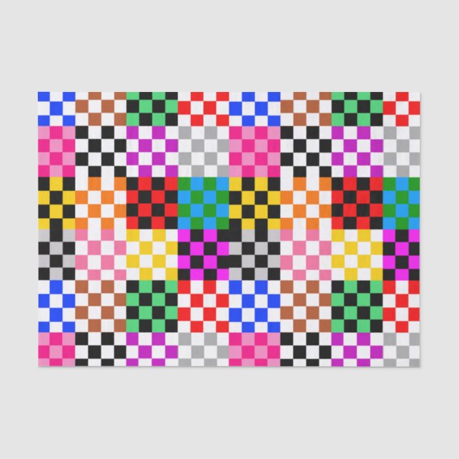 Colorful Patchwork Checkered Pattern Design  Tissue Paper (Front)