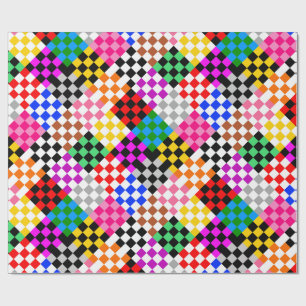 Colorful Patchwork Checkered Pattern Design Wrapping Paper