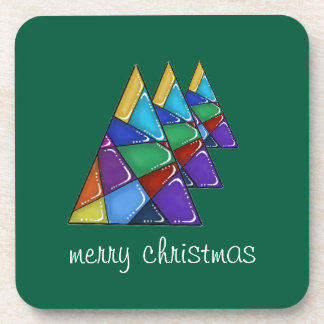 Colorful Patchwork Christmas Tree Coasters