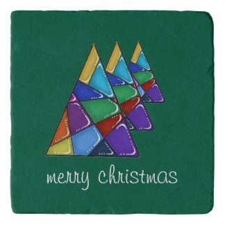 Colorful Patchwork Christmas Tree Trivet