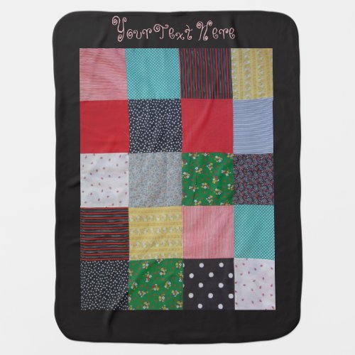 colorful patchwork fabric squares vintage stroller blanket