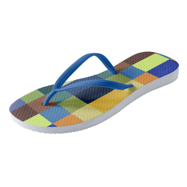 Colorful patchwork  flip flops (Angled)