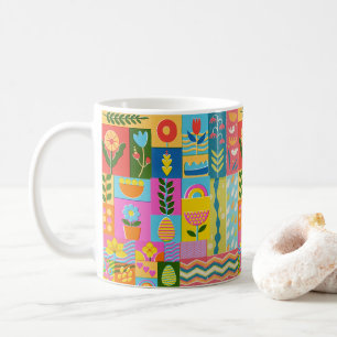 Colorful Patchwork FRAMED vintage Coffee Mug