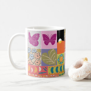 Colorful Patchwork FRAMED vintage Coffee Mug