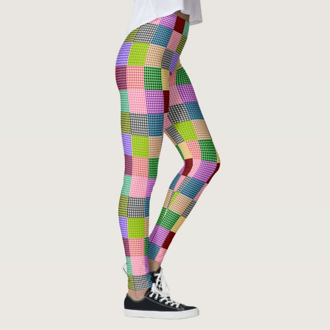 Colorful Patchwork Gingham Check Pattern  Leggings (Creator Uploaded)