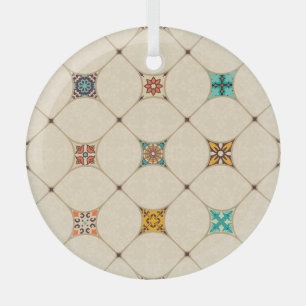 Colorful Patchwork Islam Arabic Tile Glass Ornament
